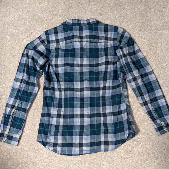 (Bundle 2 for $15) EUC Eddie Bauer Blue Plaid Flannel Shirt - Picture 4 of 5